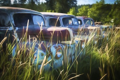 Line of Old Cars