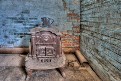 Old Wood Stove and Bricks, Wheaton & Hollis Hotel, Bodie